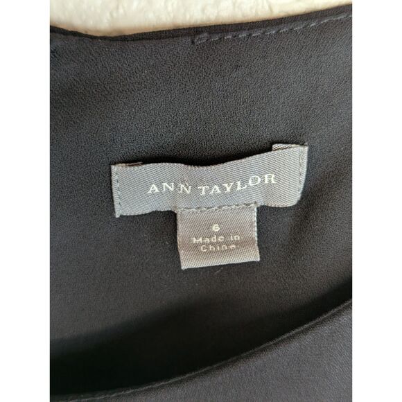 Ann Taylor 100% Silk Black Sheath Dress Size 6 Ruffle Hem Classic Office Work - Picture 5 of 7